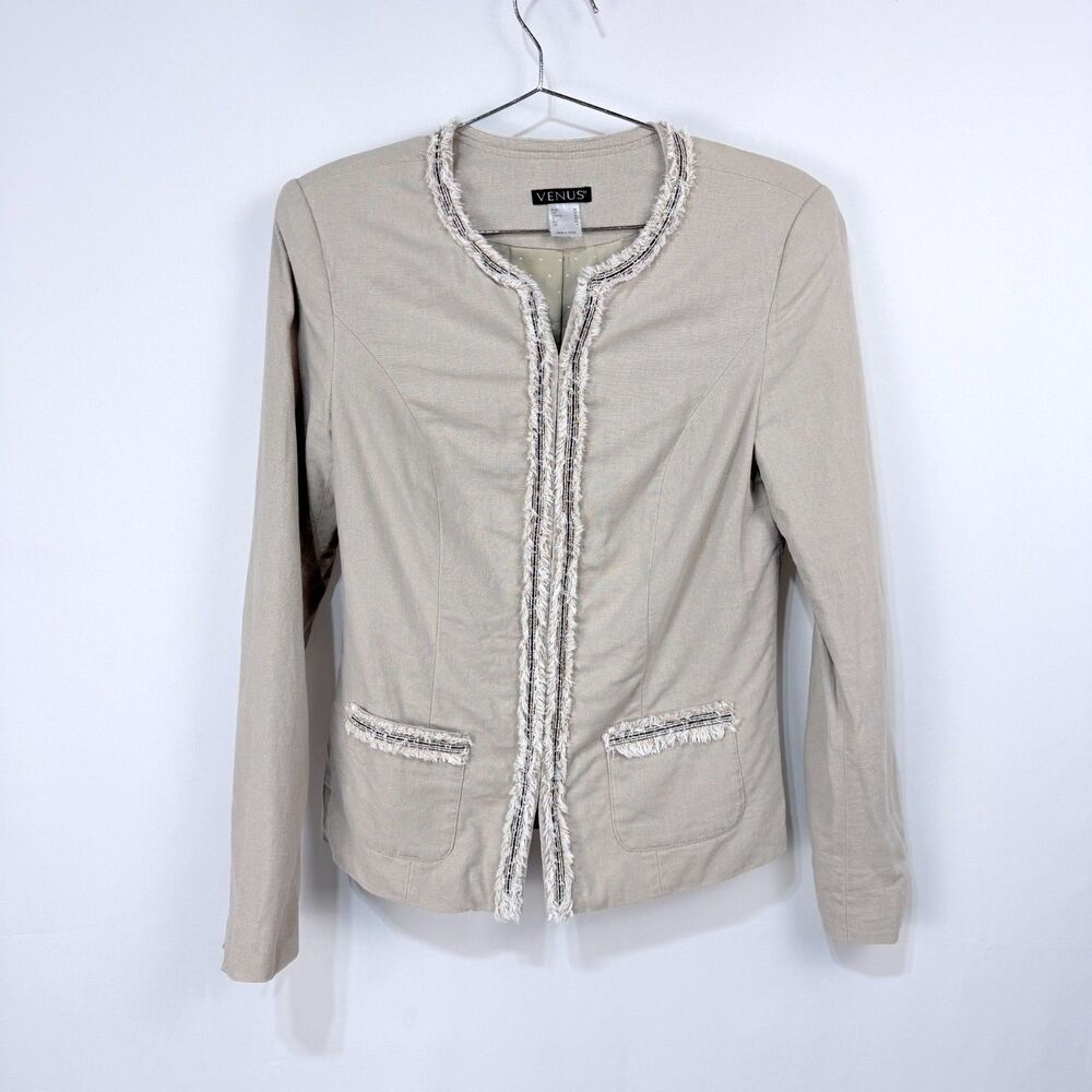 VENUS Linen Blend Blazer Jacket Women's Size 4 Beige